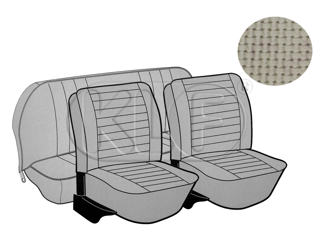 Seat Covers, front+rear, basket weave, year 08/73 - 07/75 convertible, off white