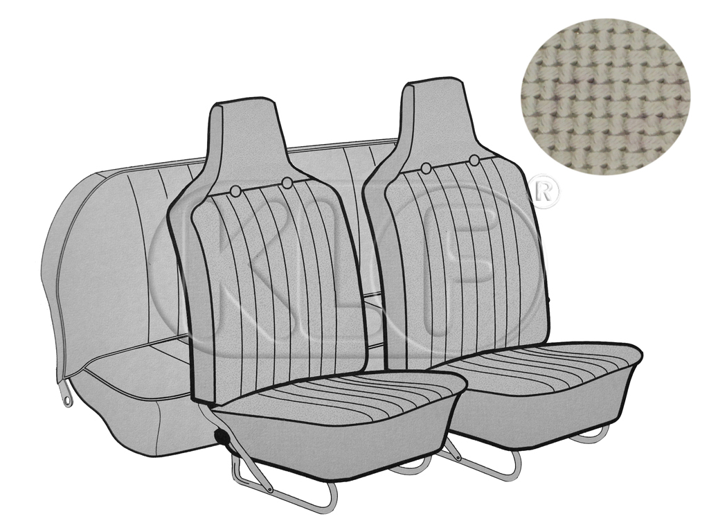 Seat Covers, front+rear, Basket, sedan, off white with integrated headrest, year 08/69 - 07/72