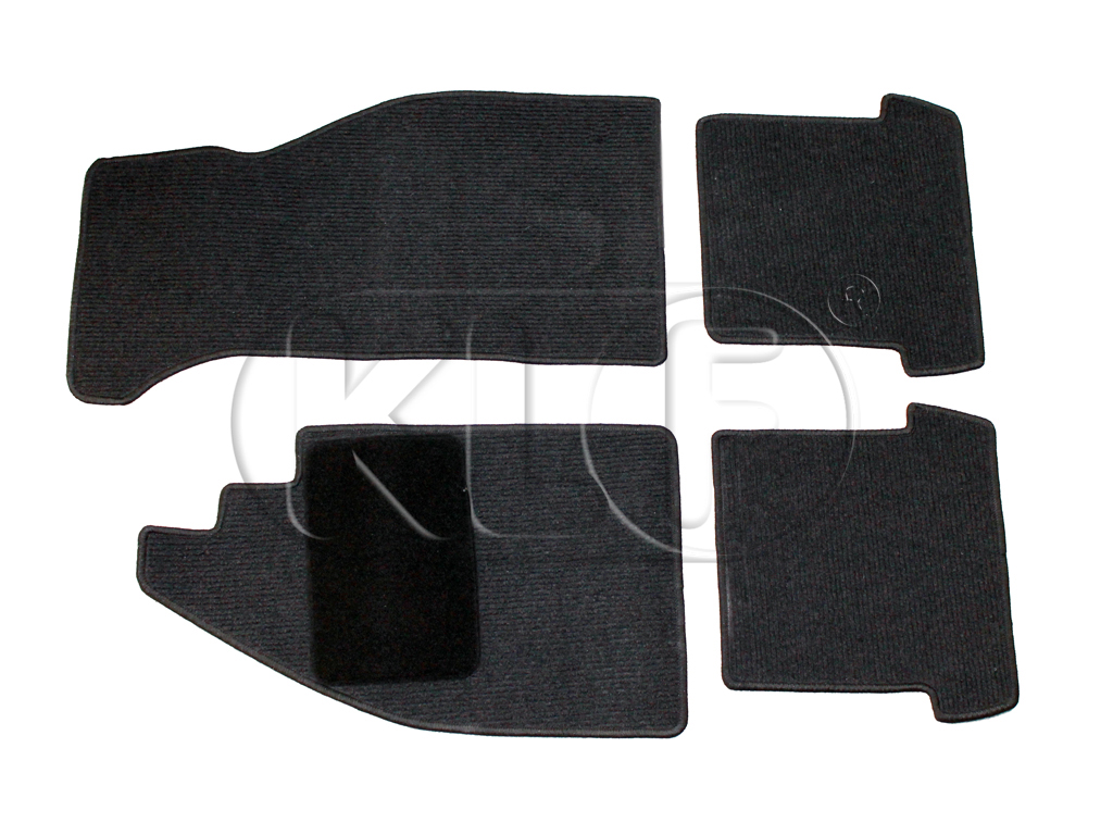 Carpeted floor black, for cars with foot rest on right front floor, 4 pcs