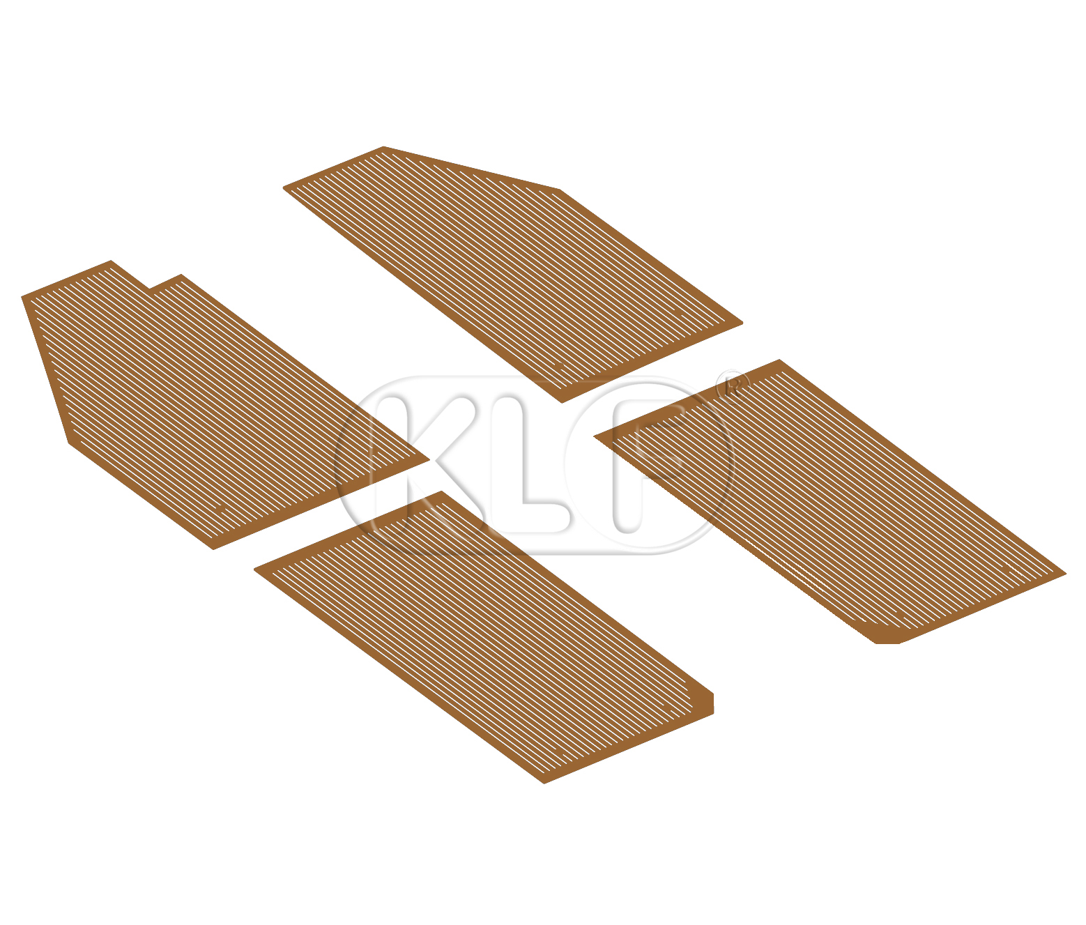 Floor Mat Set, rubber brown, 4 pcs, year 8/49-7/55
