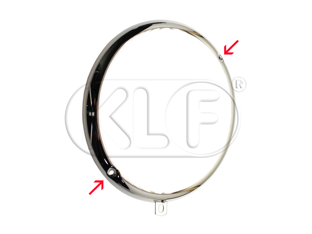 Headlight Ring chrome, adjusting holes at 2 and 7 o`clock, year thru 7/67