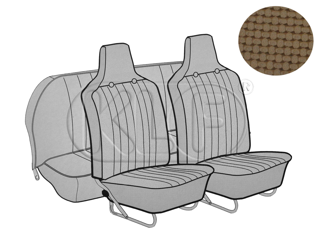 Sitzbezüge vorne und hinten, Cabrio, Korbmuster, hellbraun, mit integrierter Kopfstütze, Satz, Bj. 08/69 - 07/72