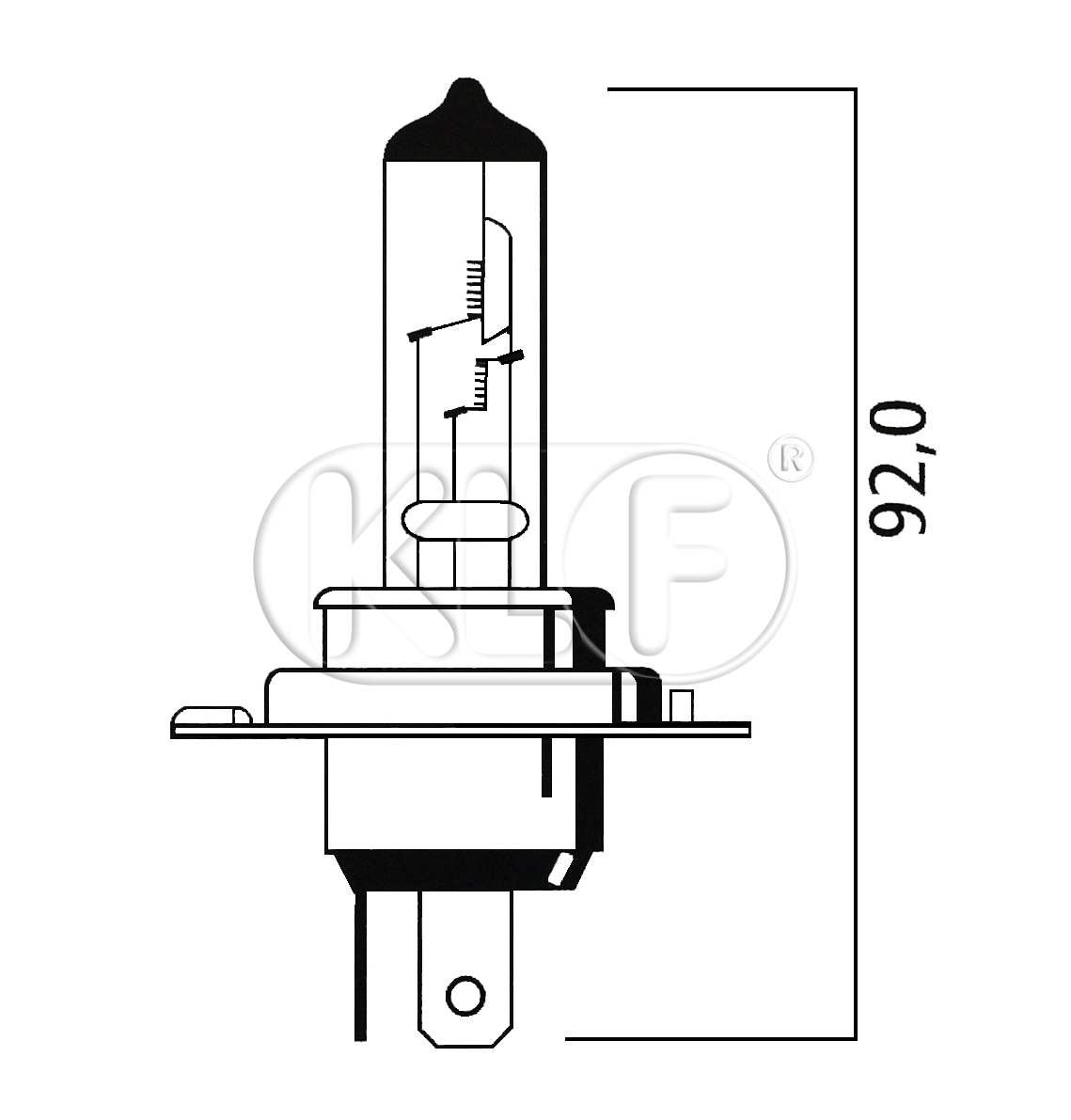 Bulb, 12 volt H4 60/55 W Bulb, 12 volt H4 60/55 W
