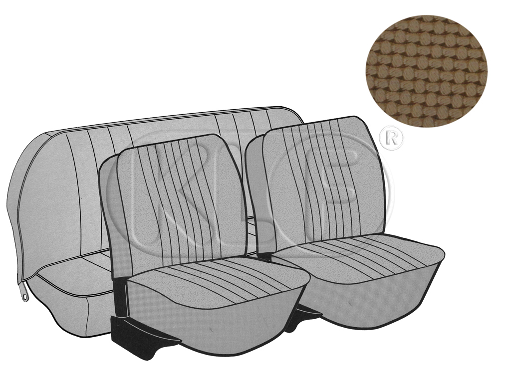 Seat Covers, front+rear, basket weave, year 8/7 convertible, tan