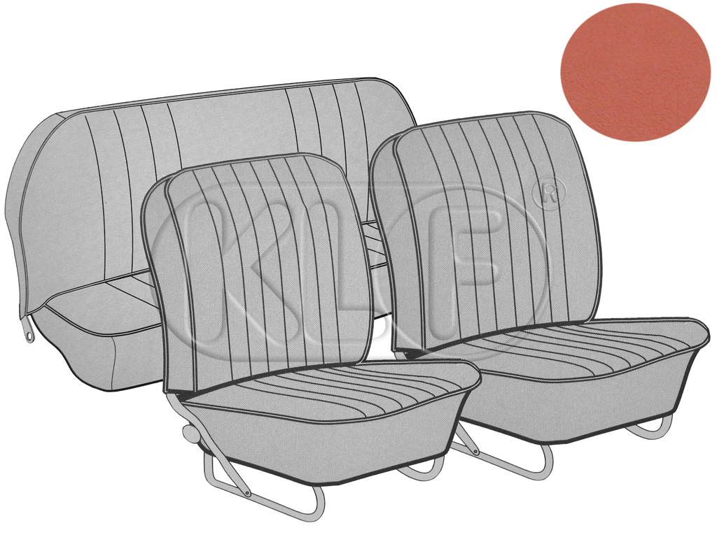 Sitzbezüge vorne und hinten, Limousine, altrot, Classic-Style, Bj. 08/57 - 07/64