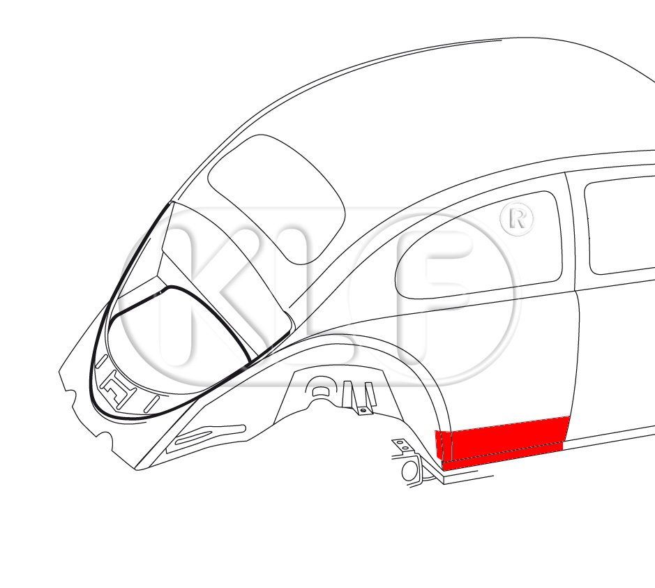 Rear Quarter Panel right, front section, small