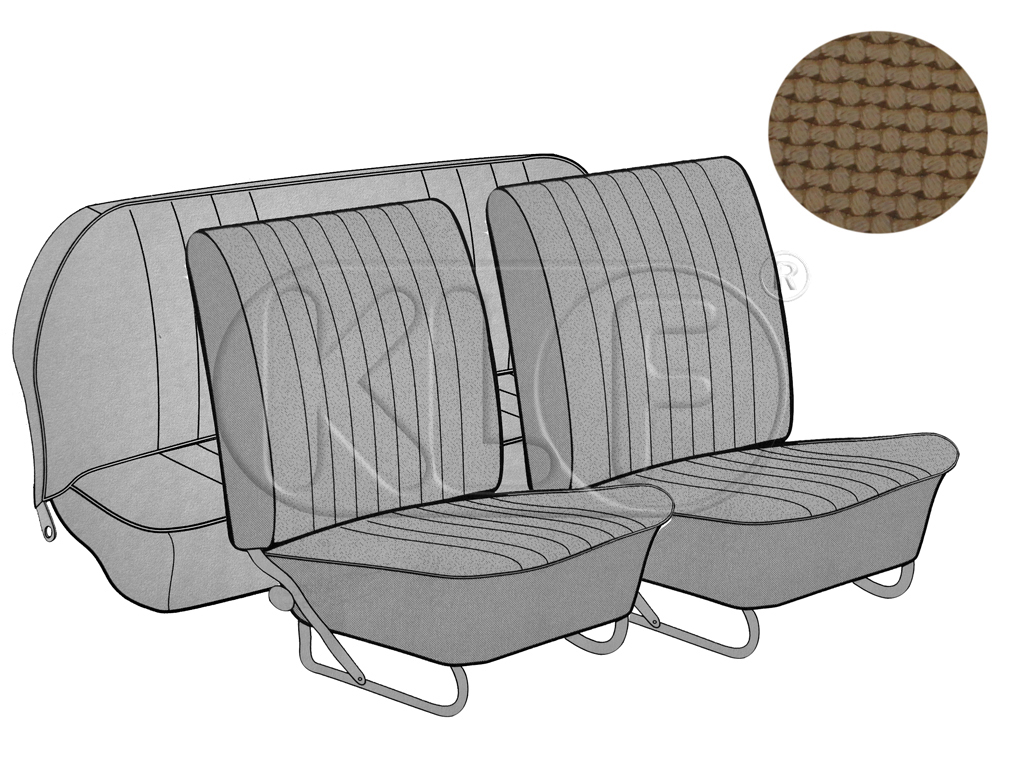 Seat Covers, front+rear, basket weave, convertible, year 8/64-11/66, tan