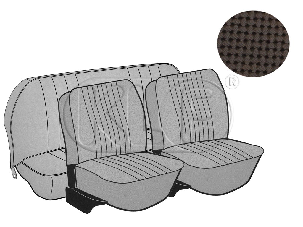 Seat Covers, front+rear, basket weave, year 8/7 convertible, brown