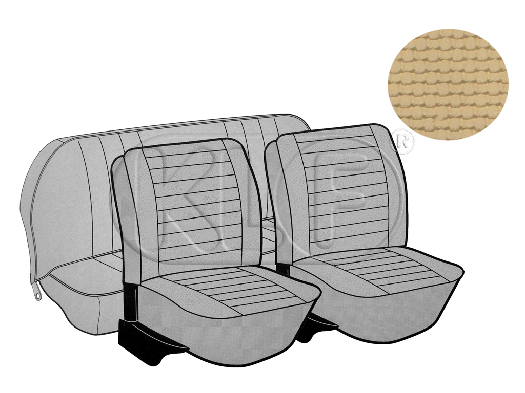 Seat Covers, front+rear, basket weave, year 08/73 - 07/75 convertible, saddle