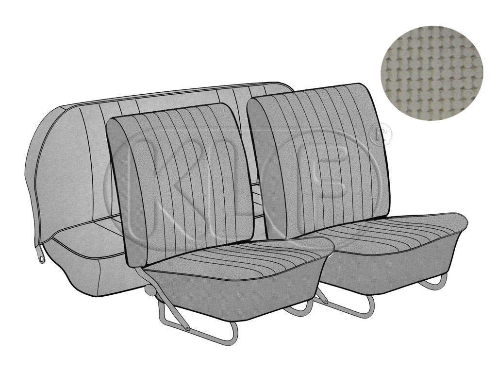 Seat Covers, front+rear, Basket, year 12/66-7/72, sedan, grey, european style