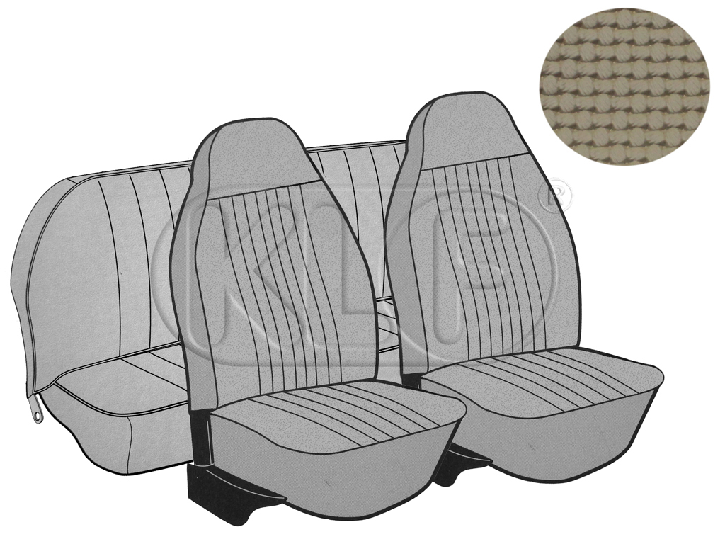 Seat Covers, front+rear, basket weave, year 8/7 convertible, beige with integr. headrest