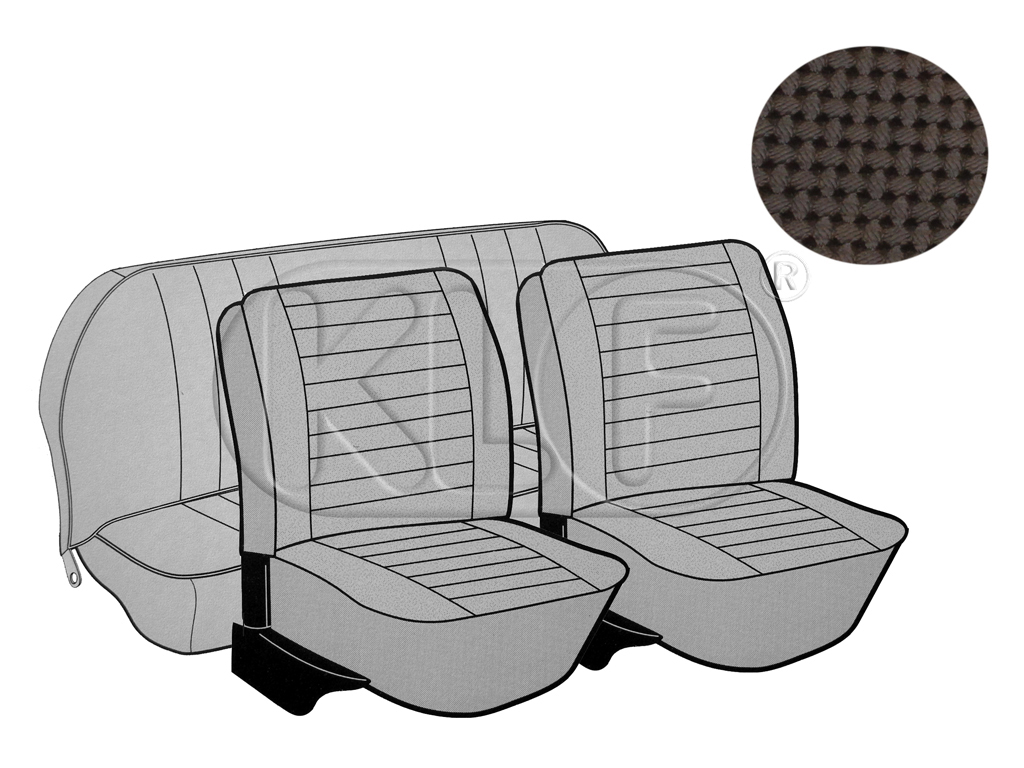 Seat Covers, front+rear, basket weave, year 08/73- 07/75 convertible, brown