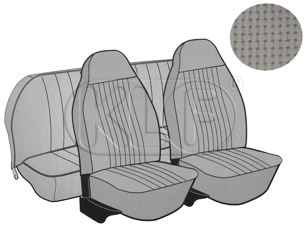 Seat Covers, front+rear, Basket, year 8/7 sedan, grey with integrated headrest