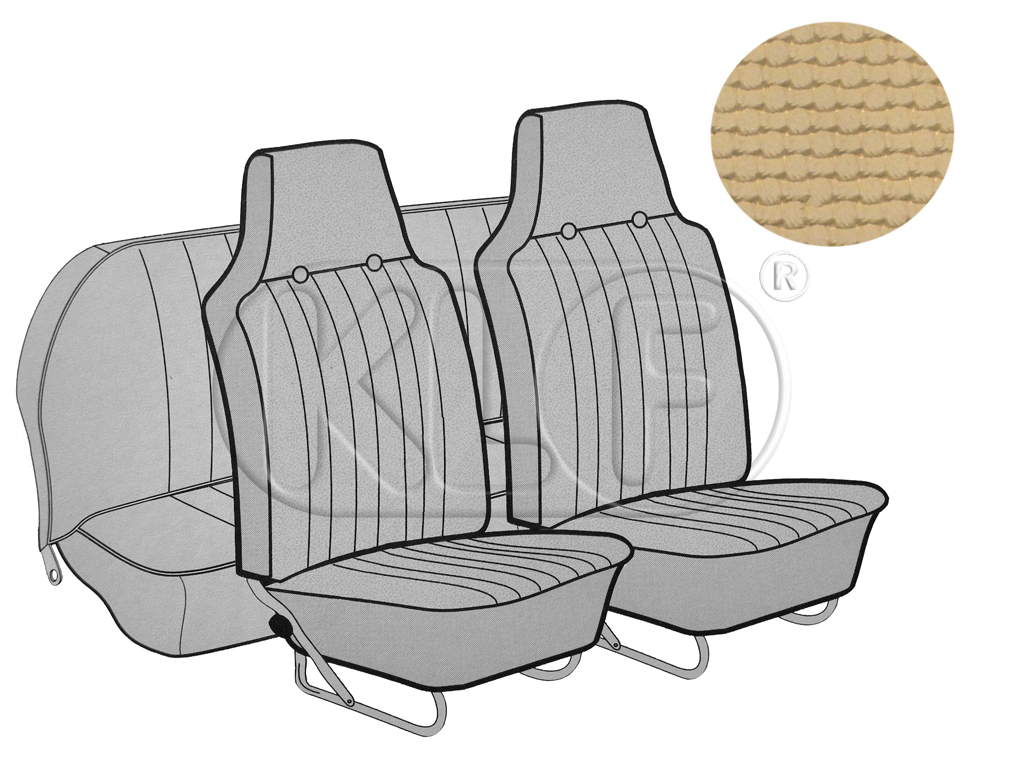 Seat Covers, front+rear, Basket, sedan, saddle with integrated headrest year 12/66-7/72