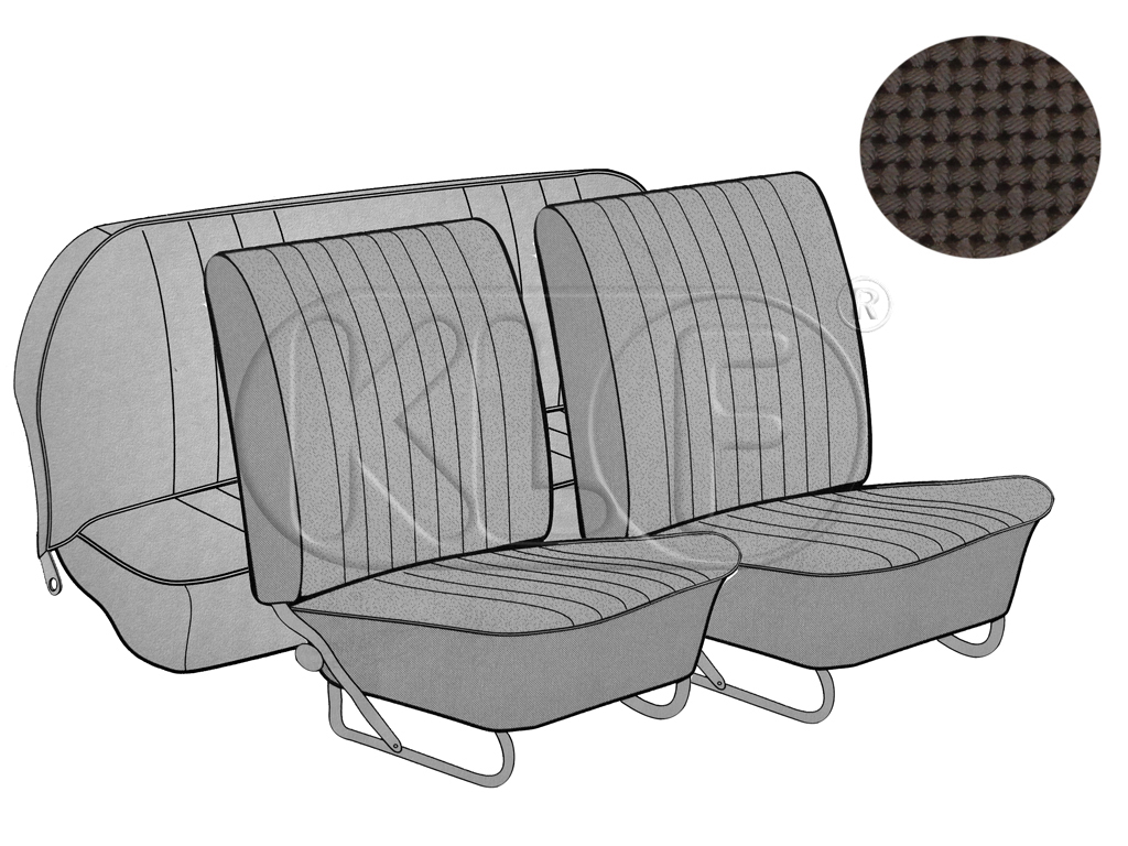 Seat Covers, front+rear, basket weave, convertible, year 8/64-11/66, brown