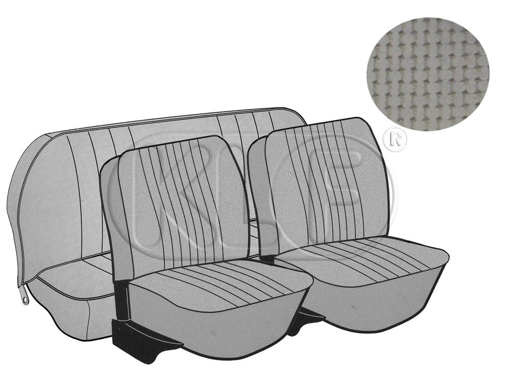 Seat Covers, front+rear, basket weave, year 8/72-7/73 convertible, grey