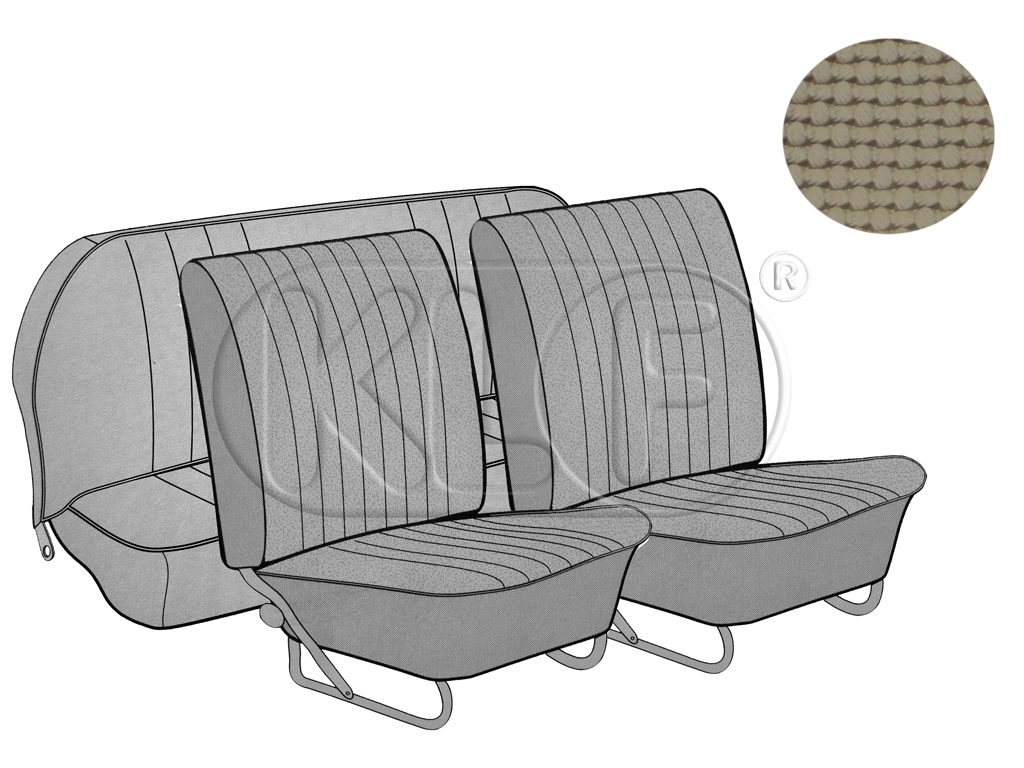 Seat Covers, front+rear, Basket, year 8/64-11/66, sedan, beige