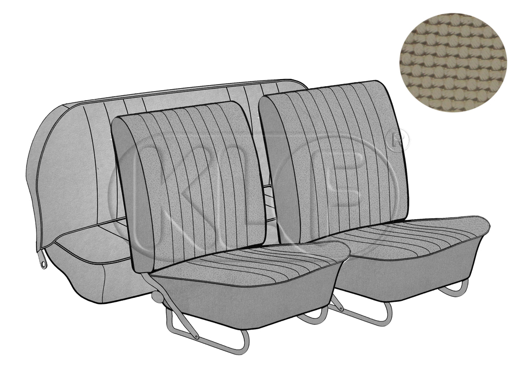 Seat Covers, front+rear, Basket, year 12/66-7/72, sedan, beige, european style