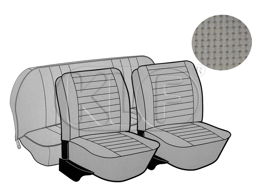 Seat Covers front+rear, basket weave, year 08/73 - 07/75 convertible, grey