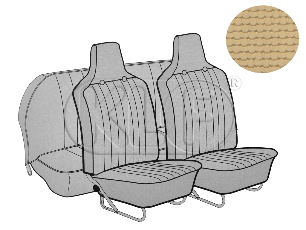 Seat Covers, front+rear, Basket, year 8/69-7/72 sedan, saddle with integrated headrest