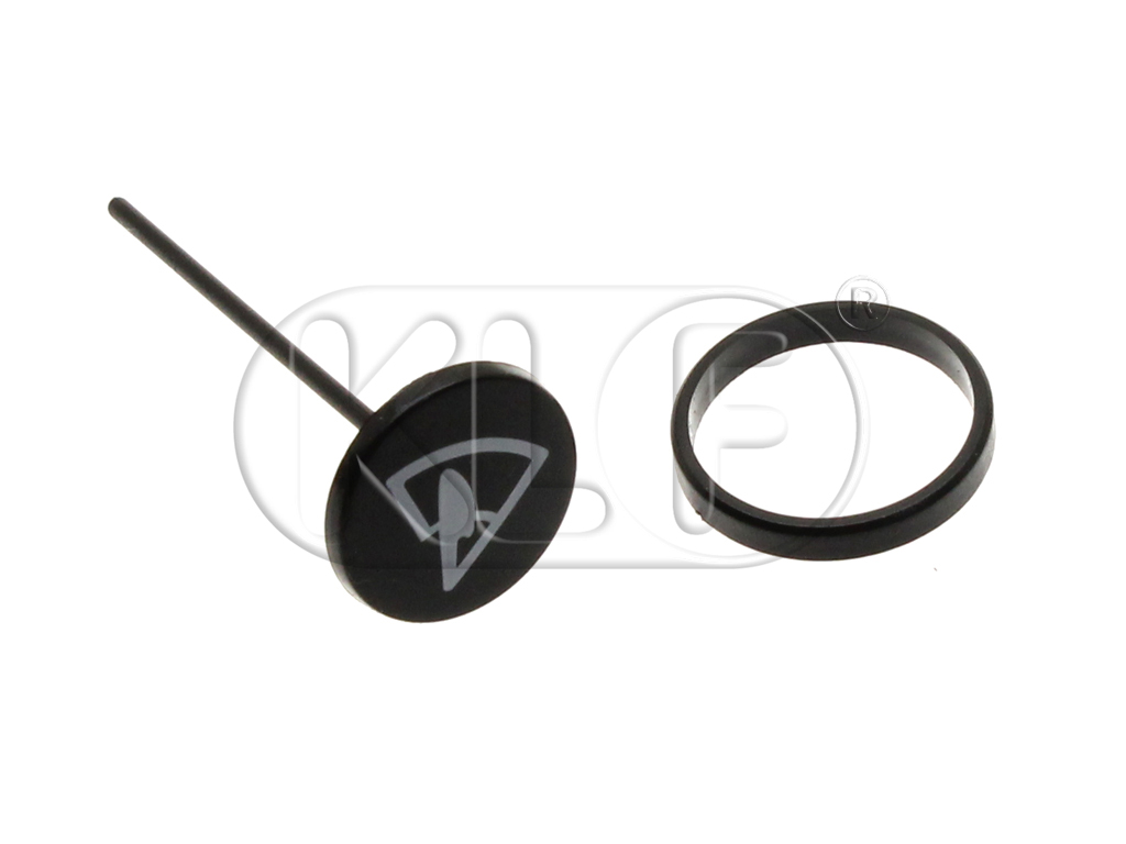 Wiper Knob Button and Collar, not for padded dashboard, year 08/67 on, not 1303 and 1600i