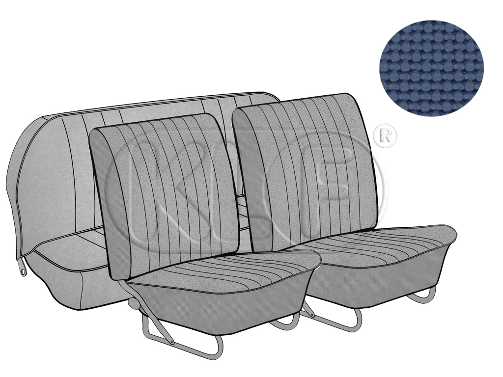 Seat Covers, front + rear, basket year 8/64-11/66, sedan, blue