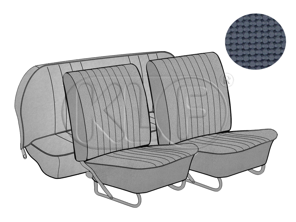 Seat Covers, front+rear, Basket, year 12/66-7/72, sedan, blue, european style