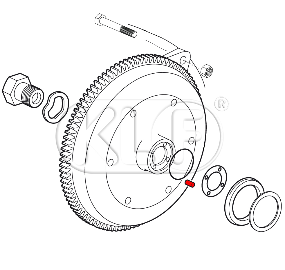 Flywheel Aligning Pin, 8 x 14mm, 25-37 kW (34-50 PS)