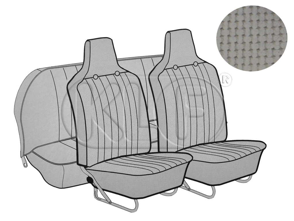 Sitzbezüge vorne und hinten, Cabrio, Korbmuster, grau, mit integrierter Kopfstütze, Satz, Bj. 08/69 - 07/72
