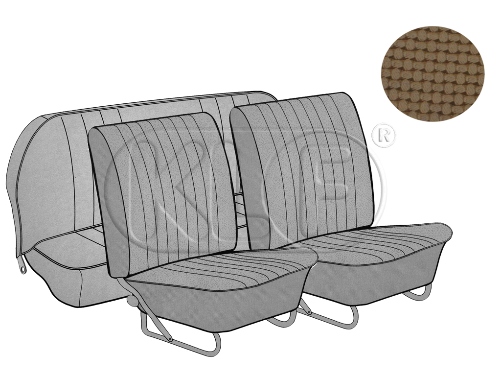 Seat Covers, front+rear, Basket, year 8/64-11/66, sedan, tan