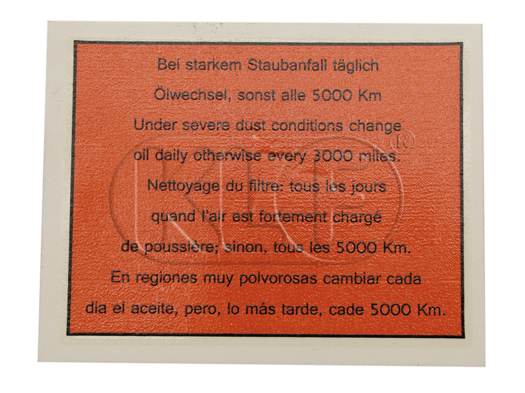 Air Cleaner Decal, air cleaner with flat surface Air Cleaner Decal, air cleaner with flat surface