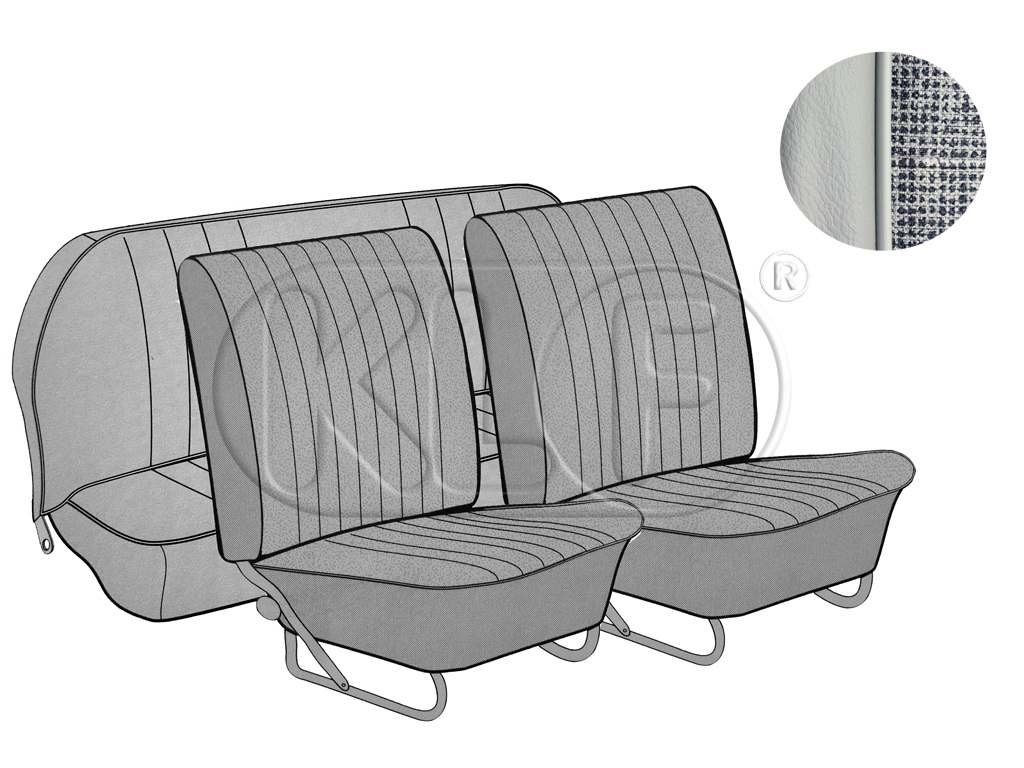 Seat Covers front+rear, grey/mesh, sedan year 8/64-11/66