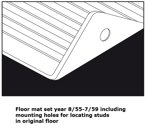 Floor Mat Set, rubber black, 4 pcs, year 8/55-7/59