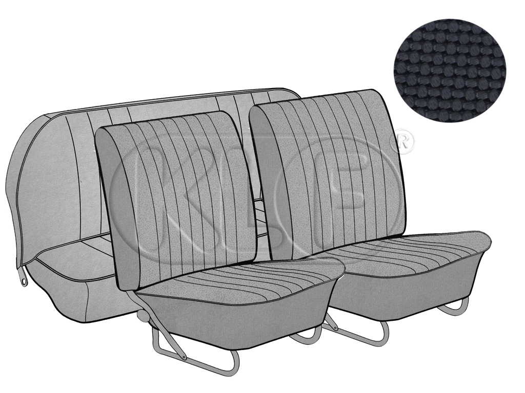 Seat Covers, front+rear, Basket, 12/66-7/72 sedan, black european style