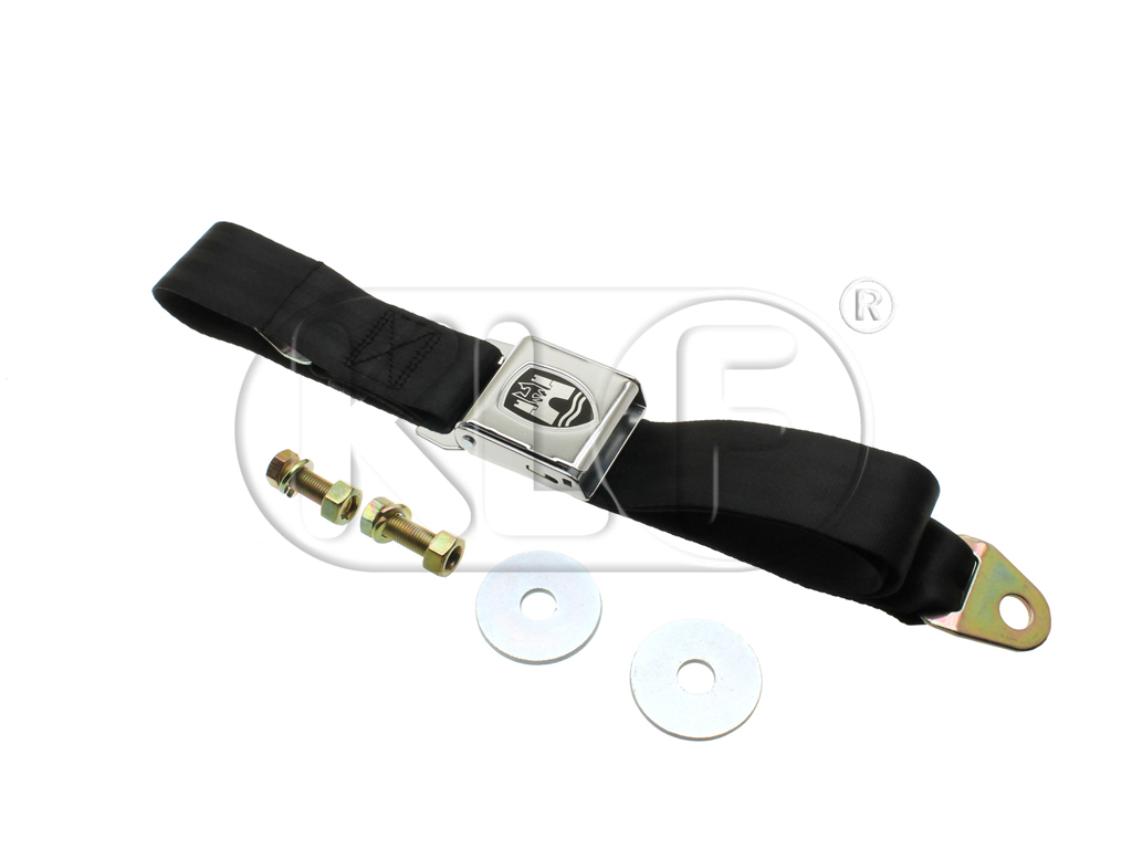Seat Belt, black, 2-point mounting, chrome buckle