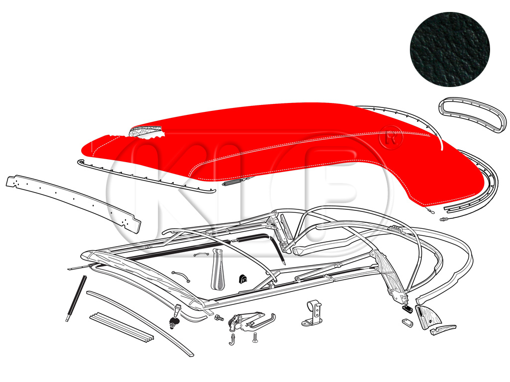 Convertible Top Cover, pinpoint vinyl, black, 8/64 - 67 (thru chassis # 157250032 ) Convertible Top Cover, pinpoint vinyl, black, 8/64 - 67 (thru chassis # 157250032 )