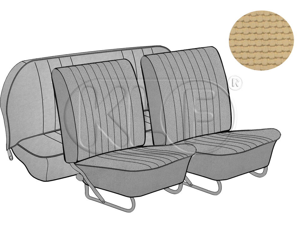 Seat Covers, front+rear, basket weave, convertible, year 8/64-11/66, saddle