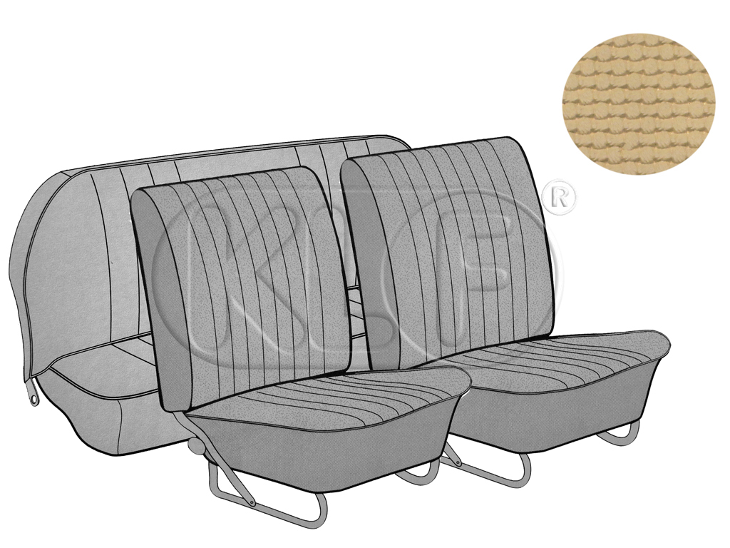 Seat Covers, front+rear, Basket, year 8/64-11/66, sedan, saddle