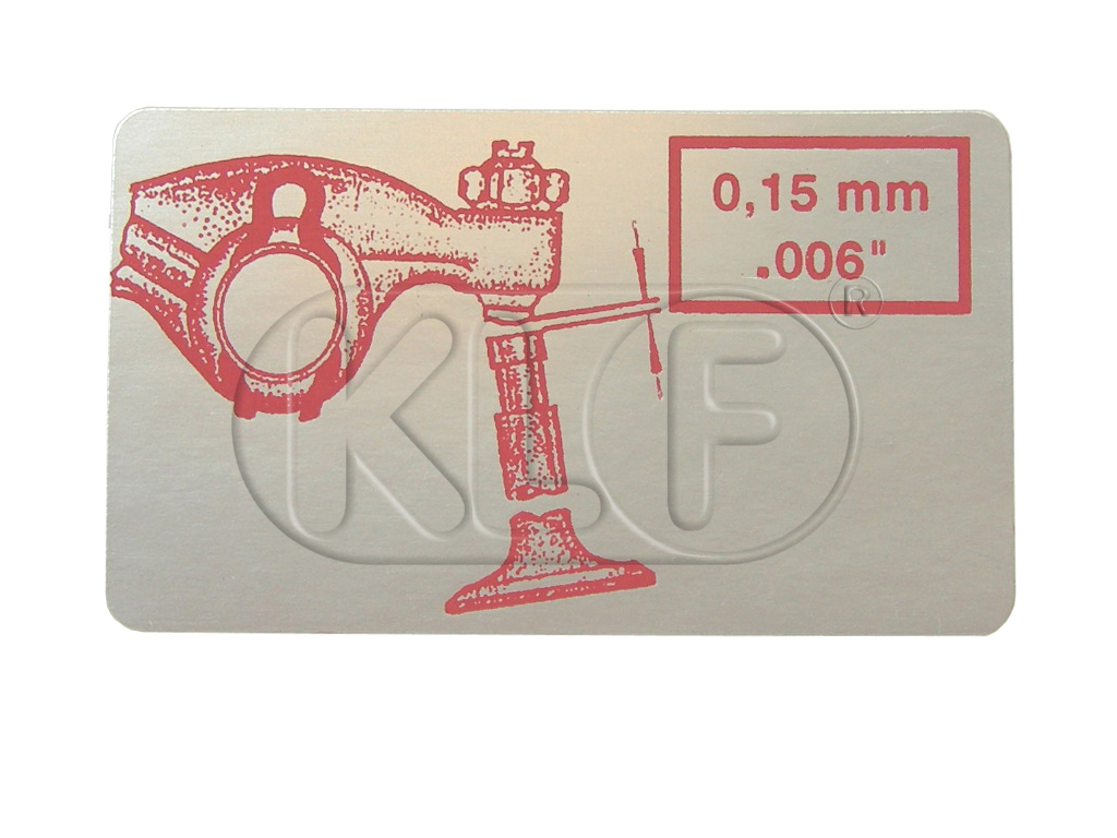 Sticker, valve adjustment