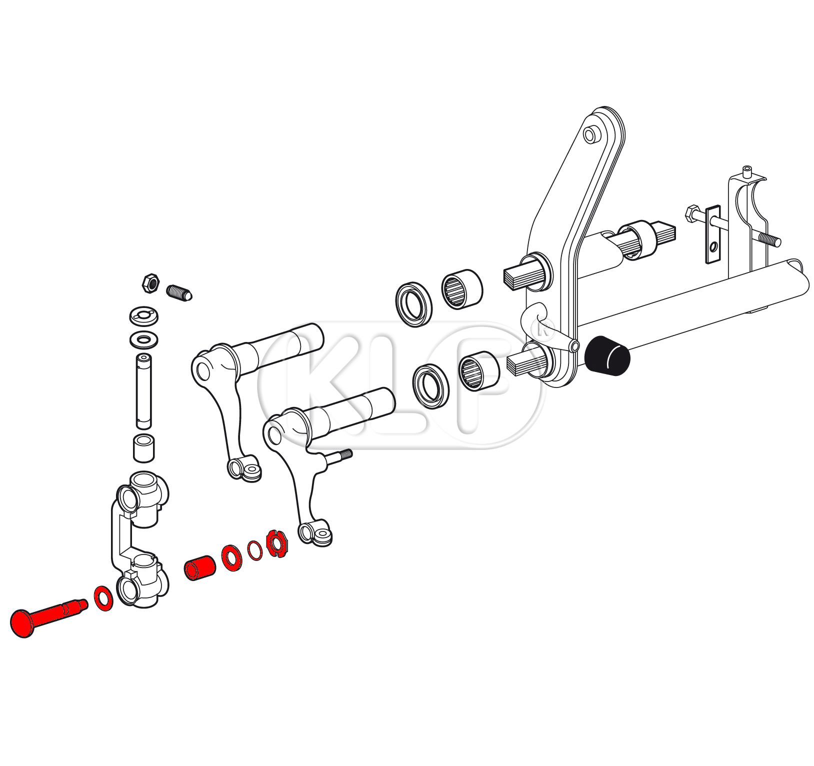 Link Pin Set, complete for both sides, 32 shims, year 08/59 - 07/65