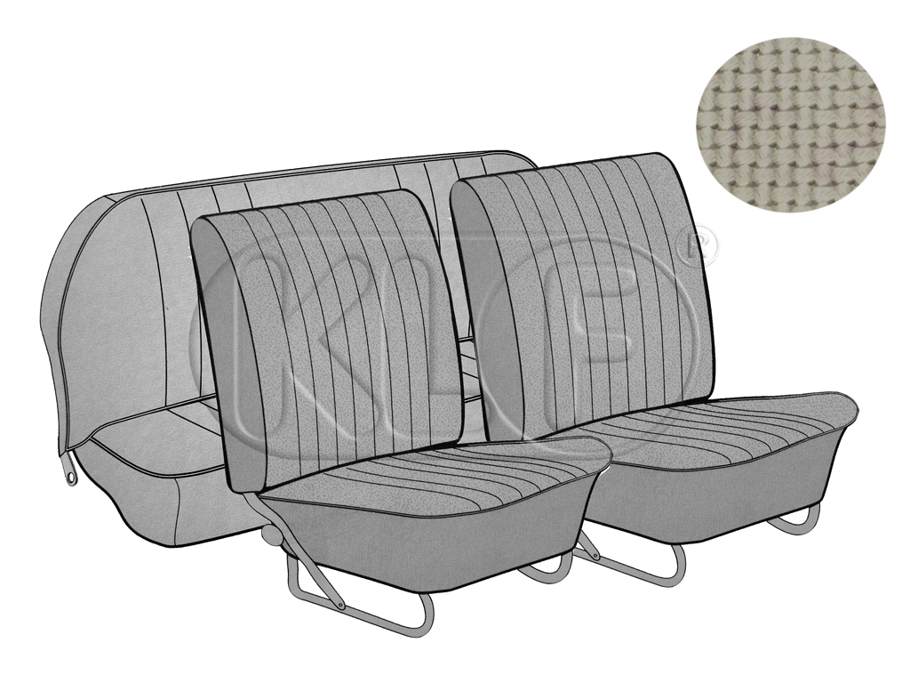 Seat Covers, front+rear, Basket, year 12/66-7/72, sedan, off white, european style