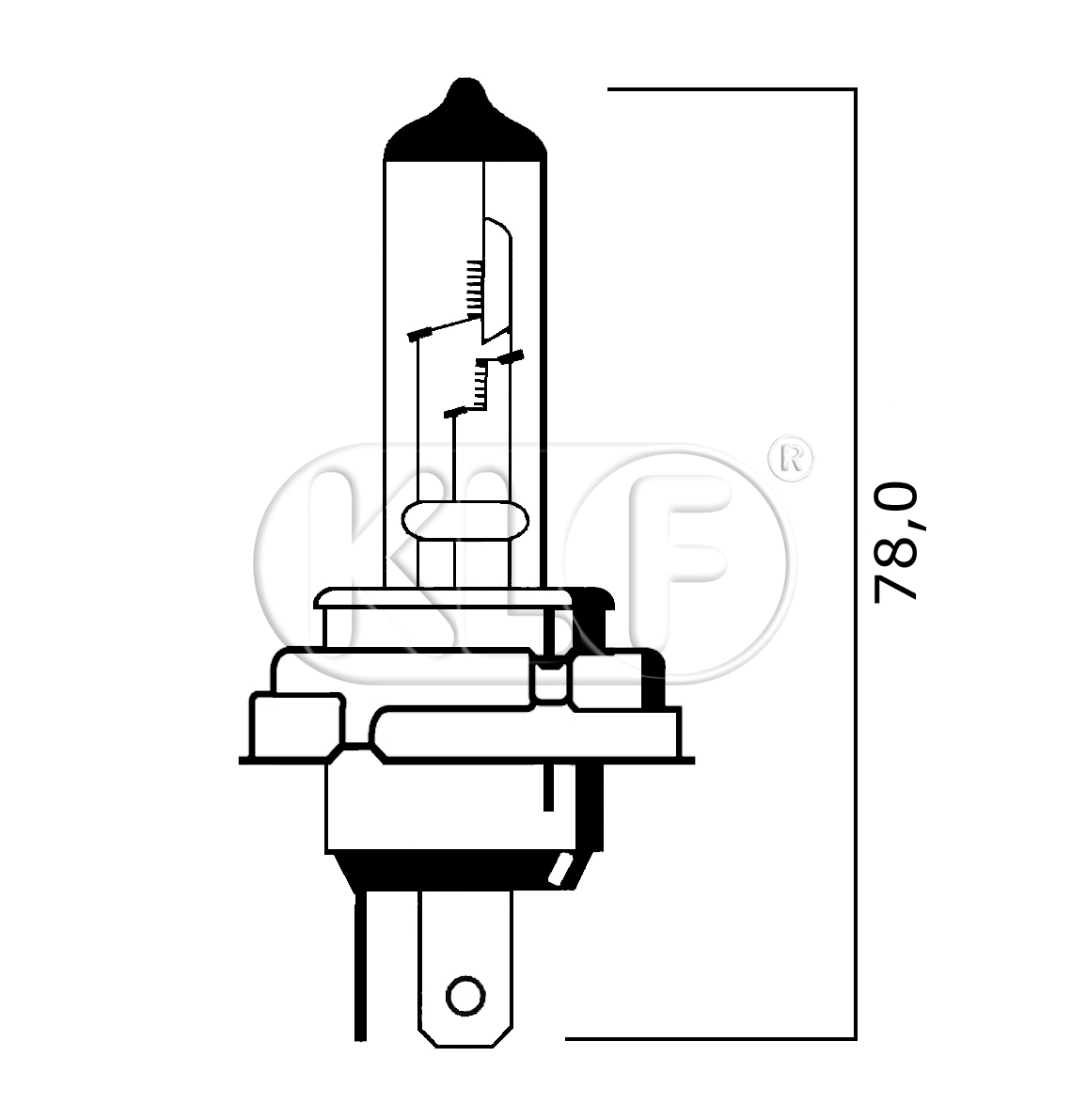 Glühbirne, mit Biluxsockel, Abblendlicht/Fernlicht, 6 Volt, H4 Glühbirne, mit Biluxsockel, Abblendlicht/Fernlicht, 6 Volt, H4