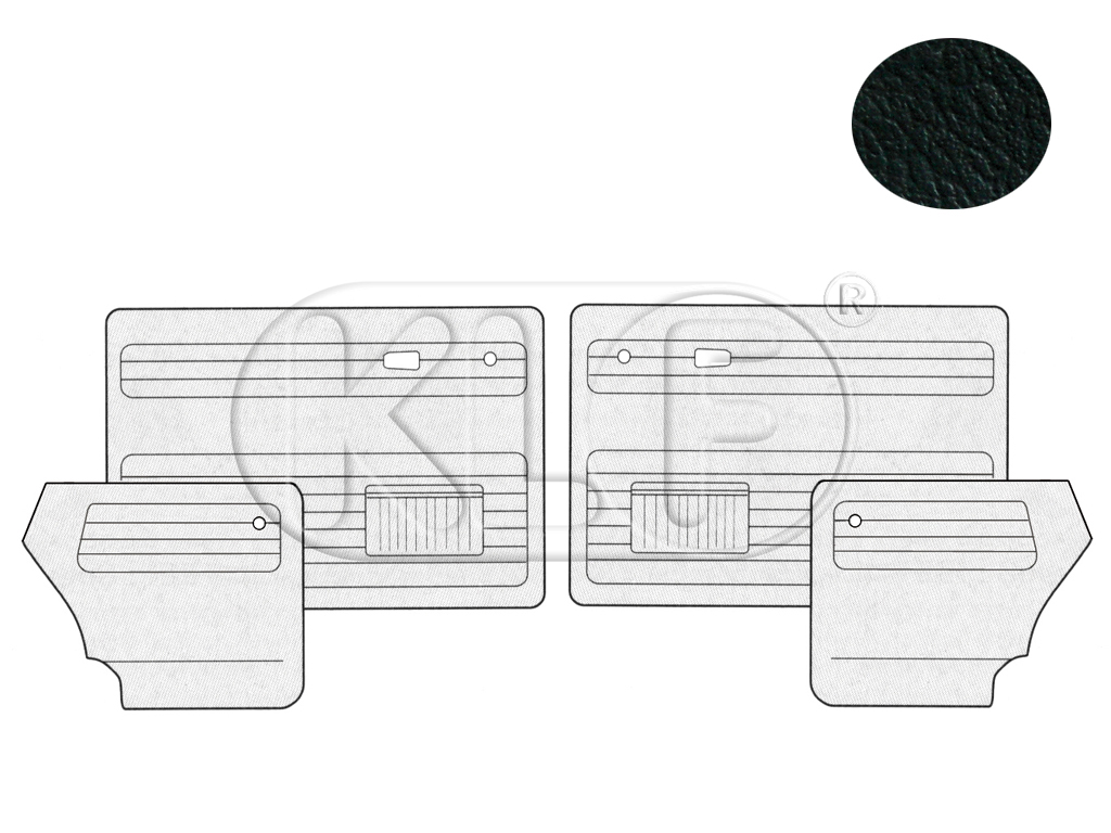 Türverkleidungen, Satz 4-teilig, Cabrio, schwarz, Alternativqualität, Bj. 08/66 - 07/72