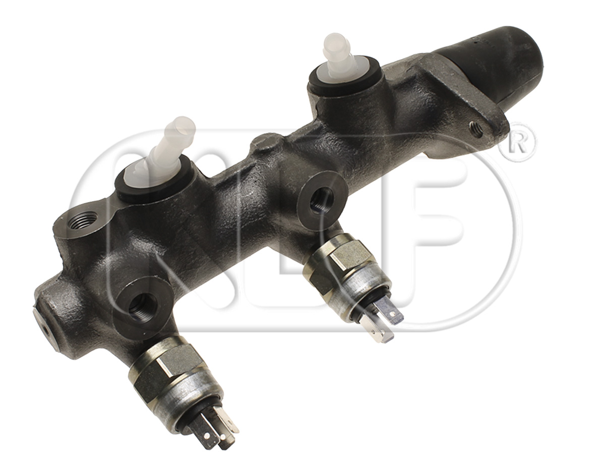 Master cylinder, ATE, 19 dual circuit, with two 3-pin brake light switches, not 1302/1303, year 08/66 on