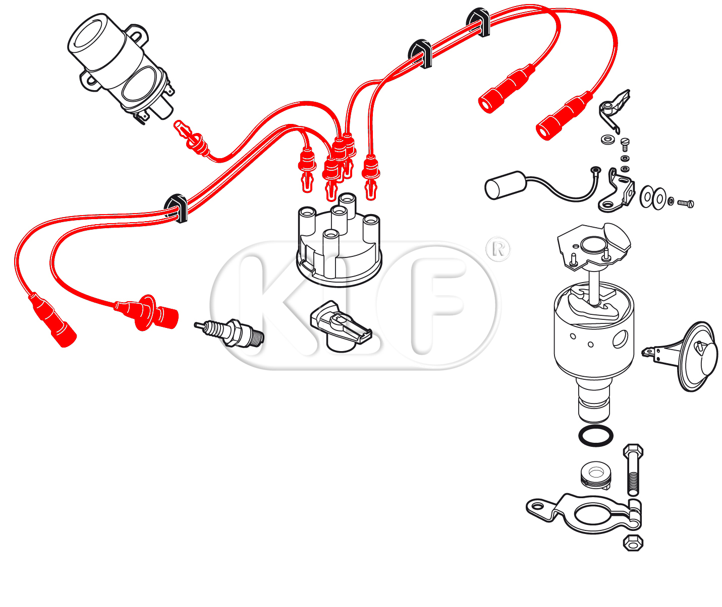 Ignition wire set, NGK, black