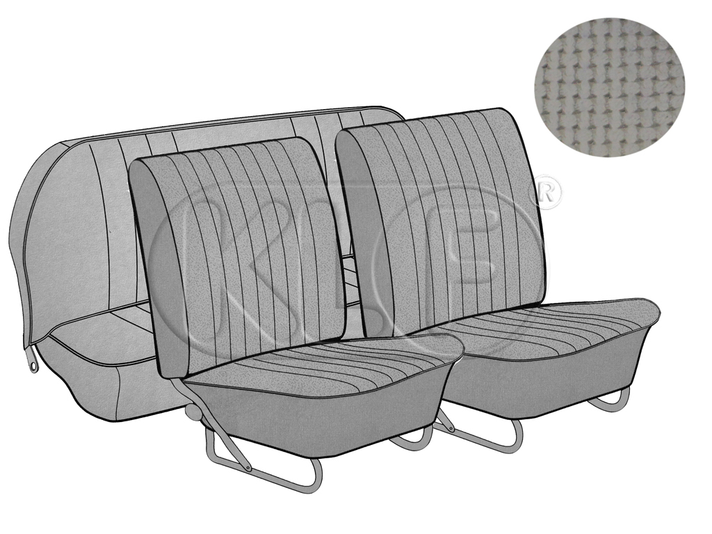 Seat Covers, front+rear, basket weave, convertible, year 8/64-11/66, grey