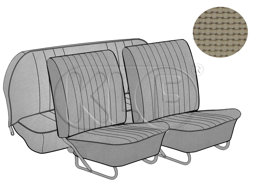 Seat Covers, front+rear, basket weave, convertible, year 8/64-11/66, beige