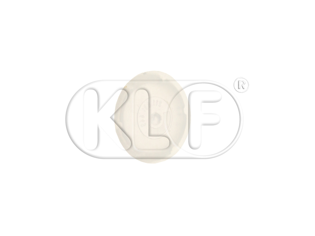 Plug to cover adjusting hole convertible door and for area behind the license plate housing, year 08/63 - 07/73 Plug to cover adjusting hole convertible door and for area behind the license plate housing, year 08/63 - 07/73