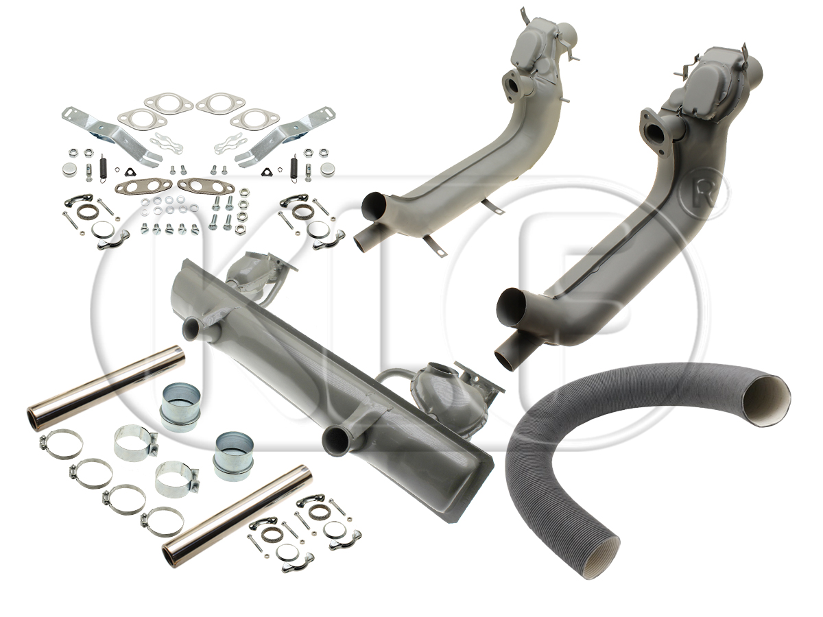 Muffler-Kit, 32-37 kW (44-50 PS), dual heat riser intake manifold, year 08/73 on 