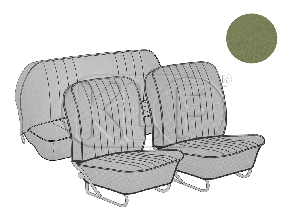 Sitzbezüge vorne und hinten, Limousine, altgrün, Classic-Style, Bj. 08/57 - 07/64